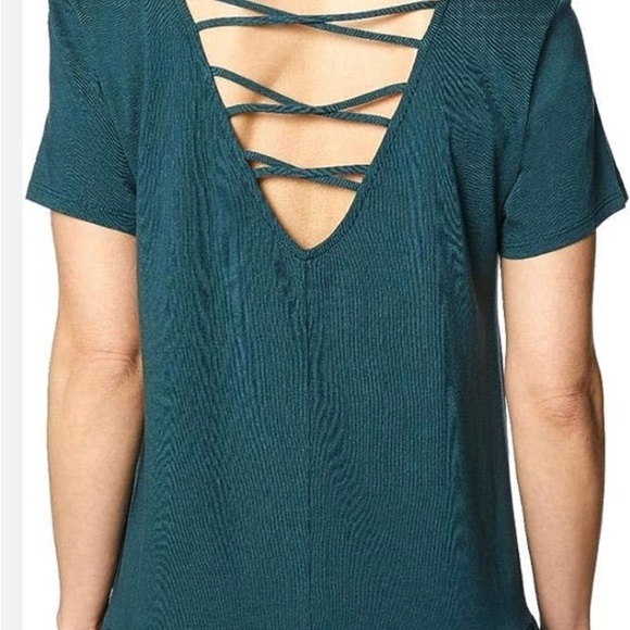 Betsy Johnson Strappy Short Sleeve Flounce Hem Top - Picture 5 of 17